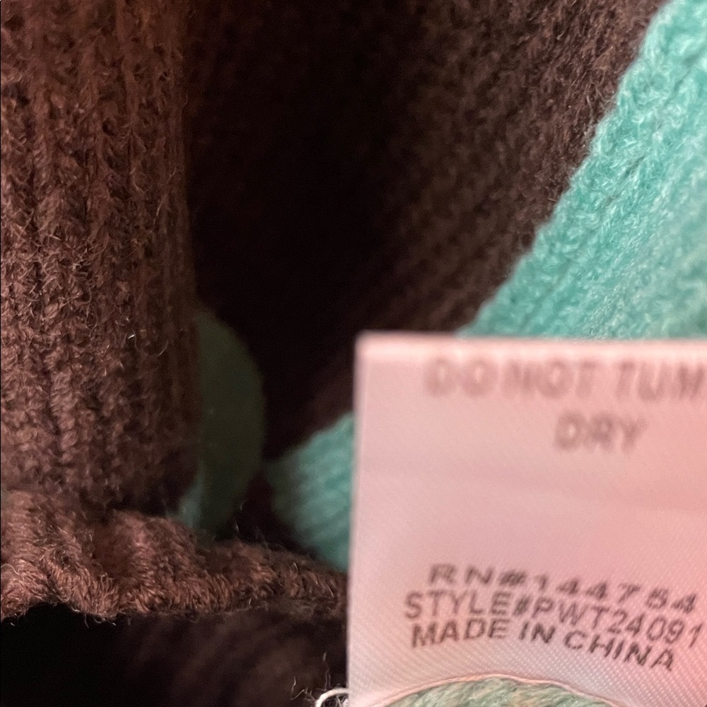 DAVI & DANI V-Neck Sweater in Teal and Brown - Picture 7 of 8